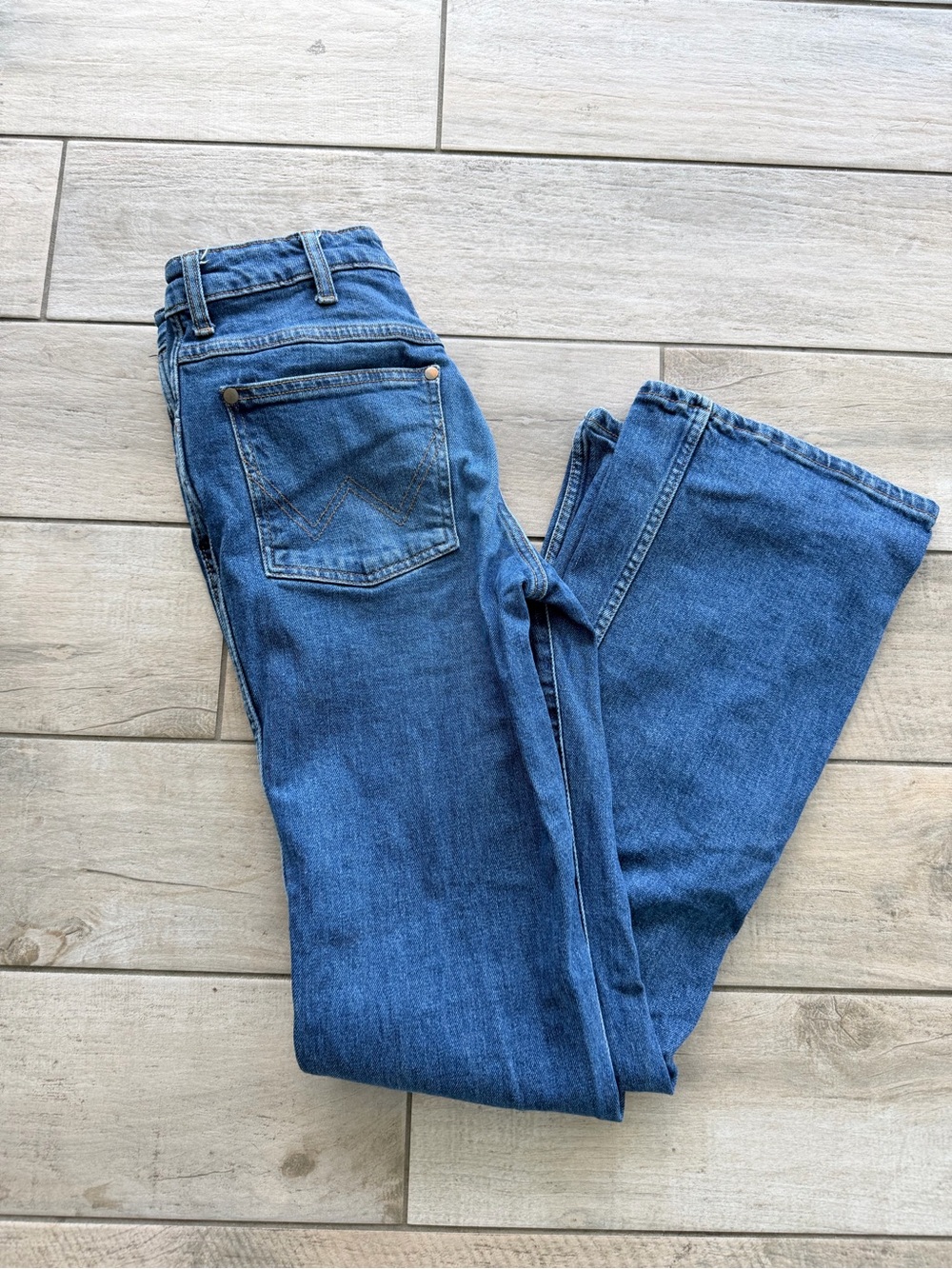Wrangler Medium Blue Denim Jeans with Orange Stitching